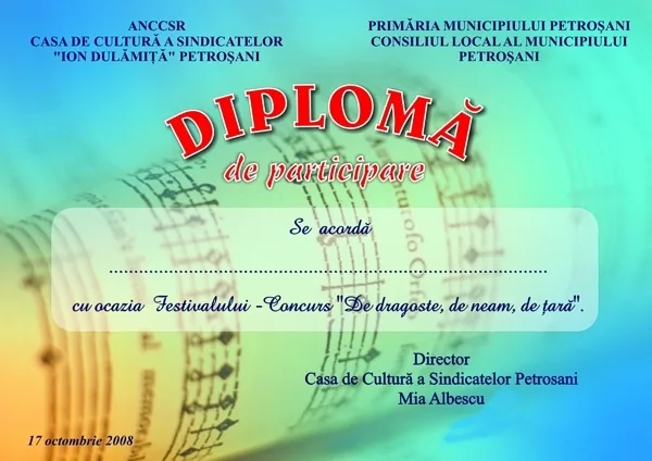 Diplome, exemplu 5 din portofoliul FOCUS