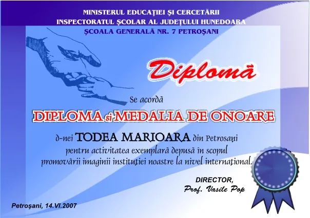 Diplome, exemplu 12 din portofoliul FOCUS