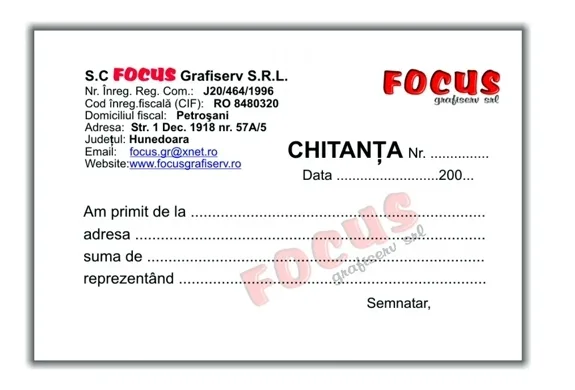 Facturi, chitanțe și avize, exemplu 3 din portofoliul FOCUS
